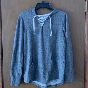 Soft Grey Tunic w/ laced v-neck